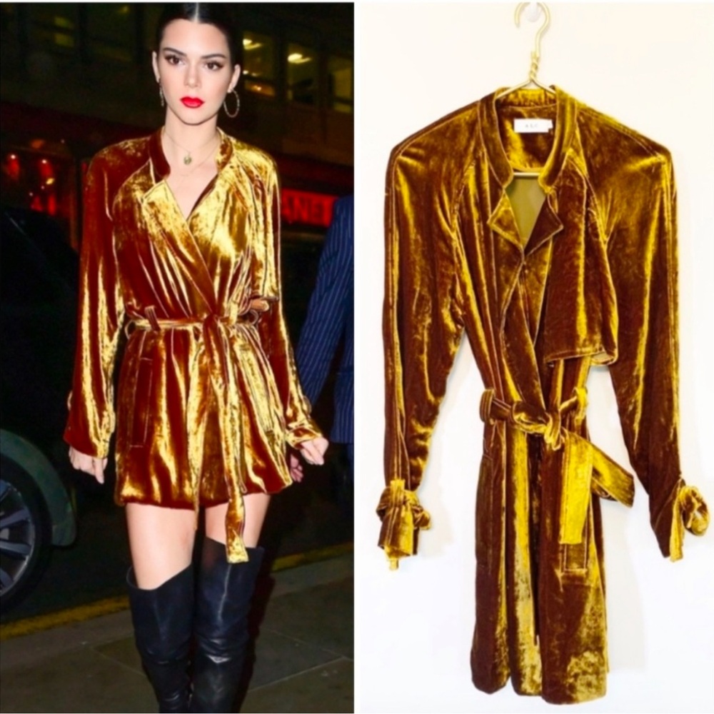 A.L.C. - Kendall Velvet Trench Dress in Ochre (as seen on Kendall Jenner)